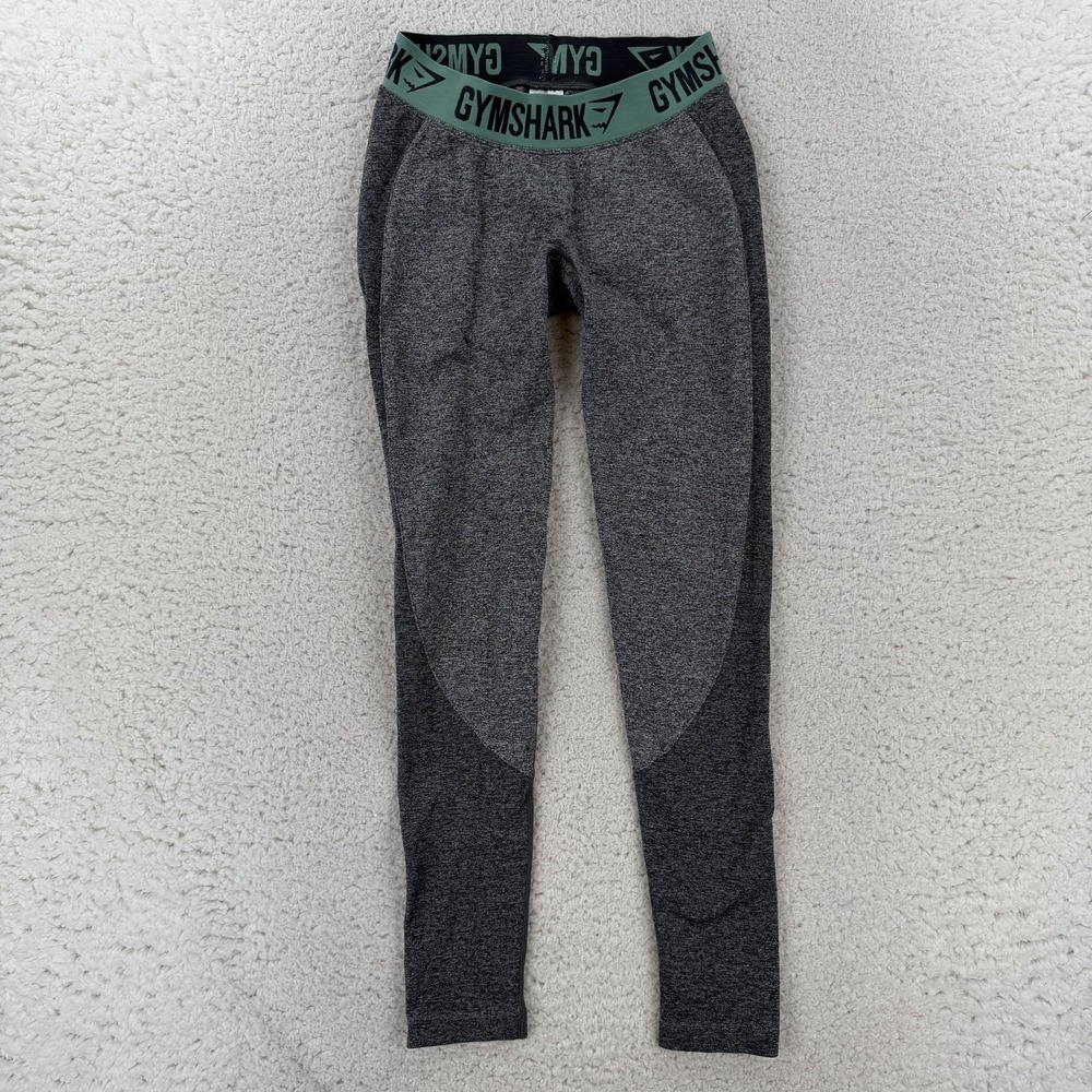 Gymshark Leggings Womens Small Gray Low Rise Ankle Logo Waistband Yoga GLLG015